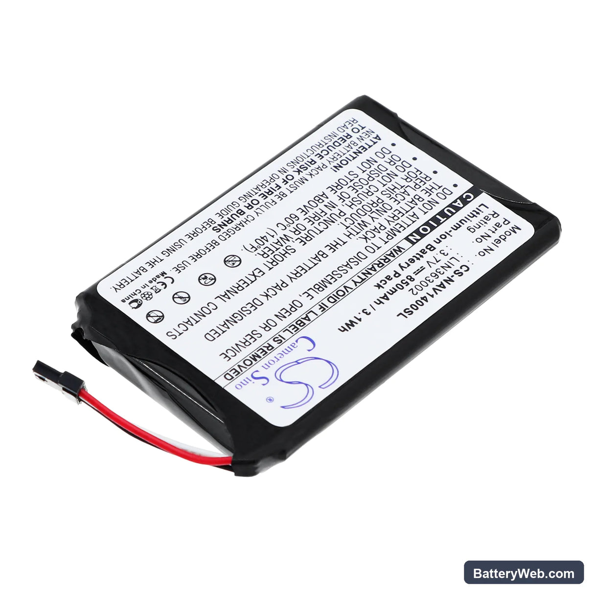 Navigon 1400 Replacement Battery, 3.7V, 850mAh, Li-ion 2