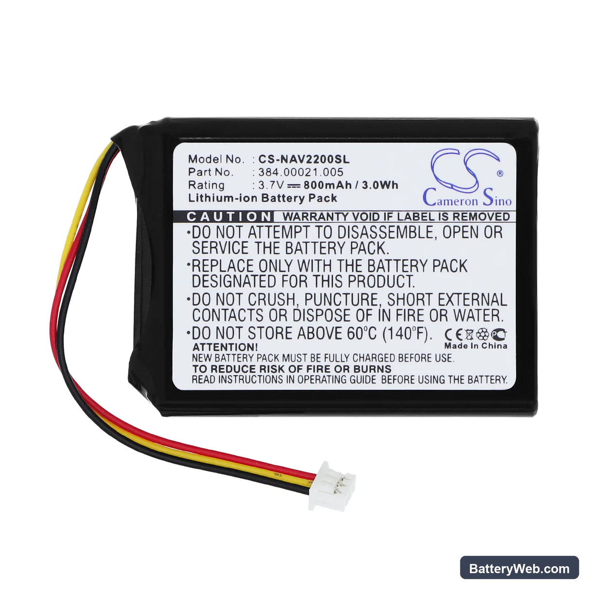 Navigon 2200 Replacement Battery, 3.7V, 800mAh, Li-ion 3