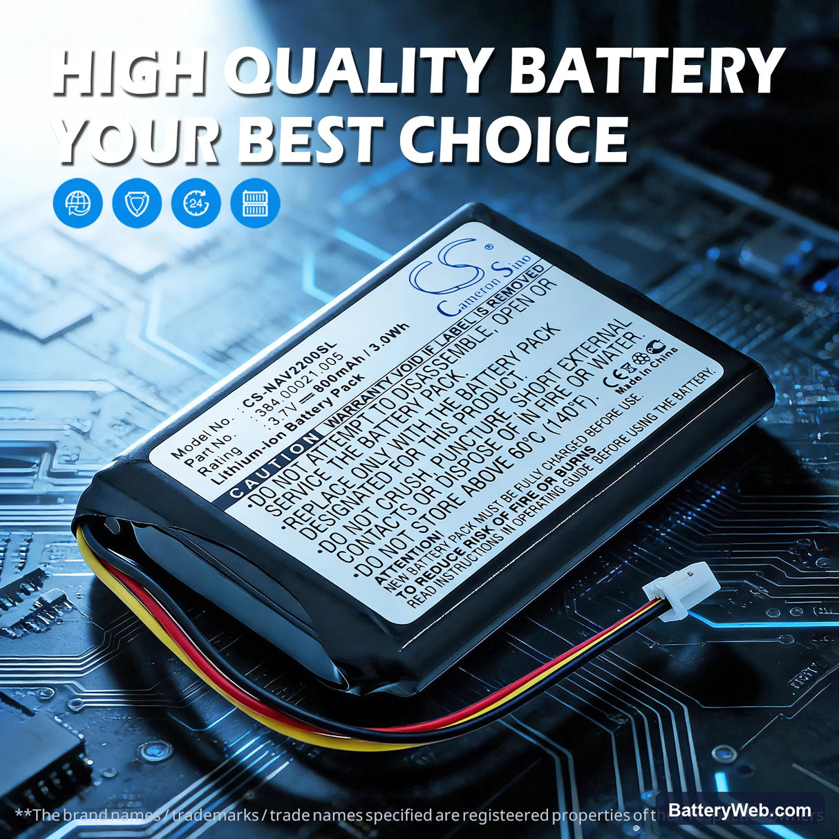 Navigon 2200 Replacement Battery, 3.7V, 800mAh, Li-ion 7