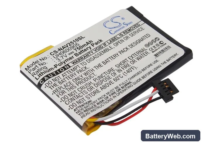 Navigon 2510 Replacement Battery, 3.7V, 750mAh, Li-Polymer 2