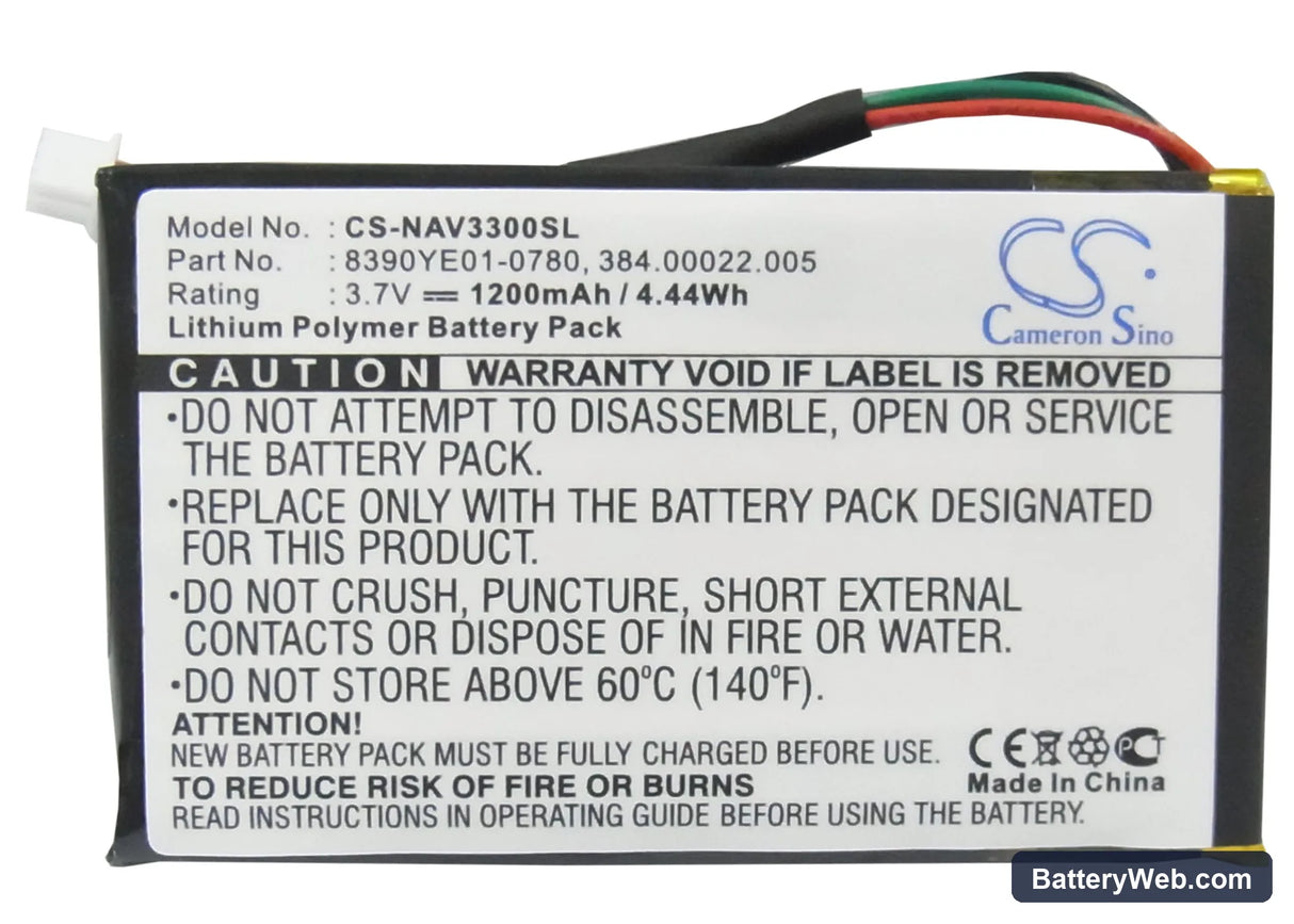 Navigon 3300 Replacement Battery, 3.7V, 1200mAh, Li-Polymer 5