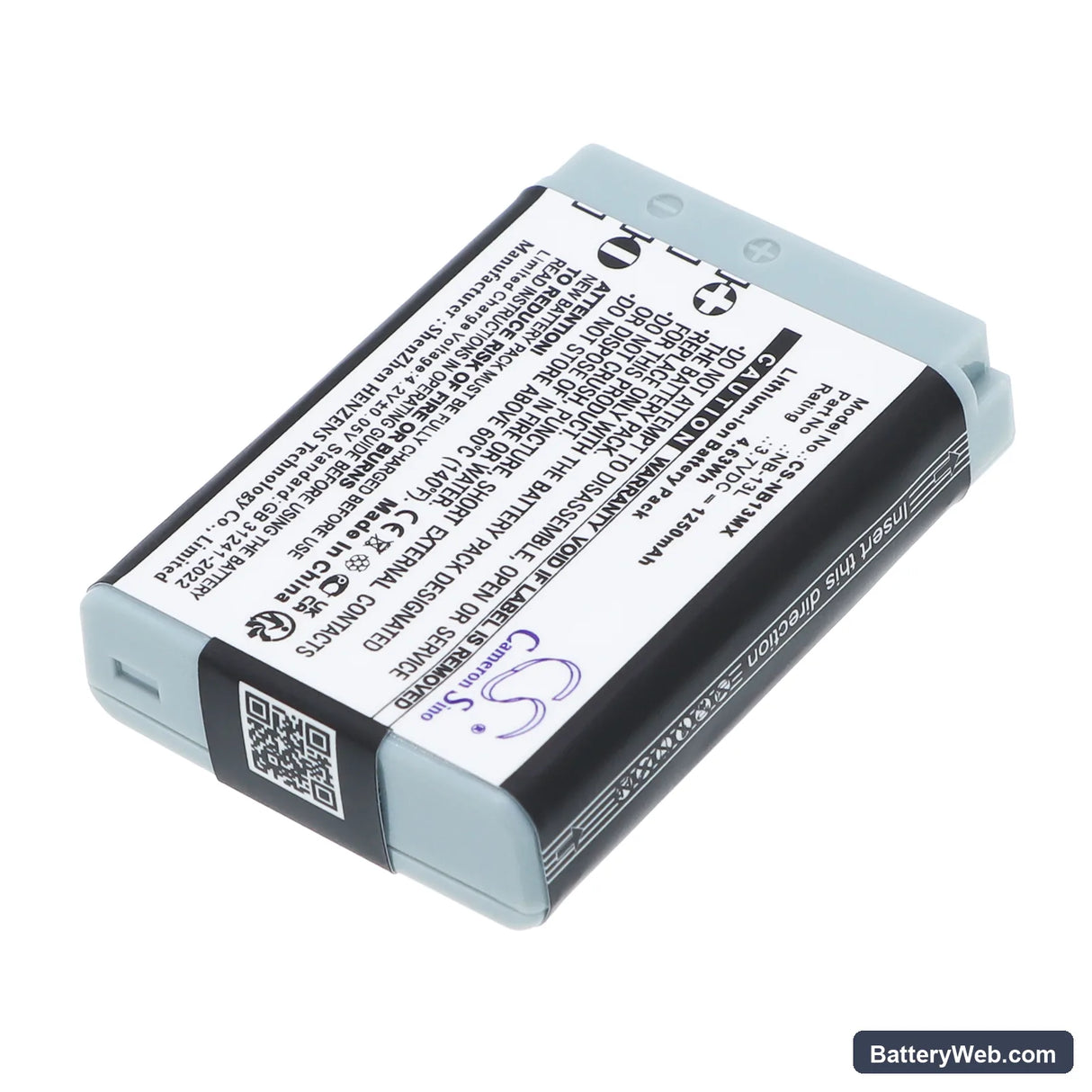 Canon PowerShot G5 X Replacement Battery, 3.7V, 1250mAh, Li-ion 2