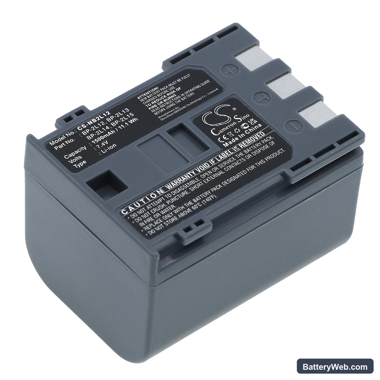 Canon ZR700 Replacement Battery, 7.4V, 1500mAh, Li-ion 1