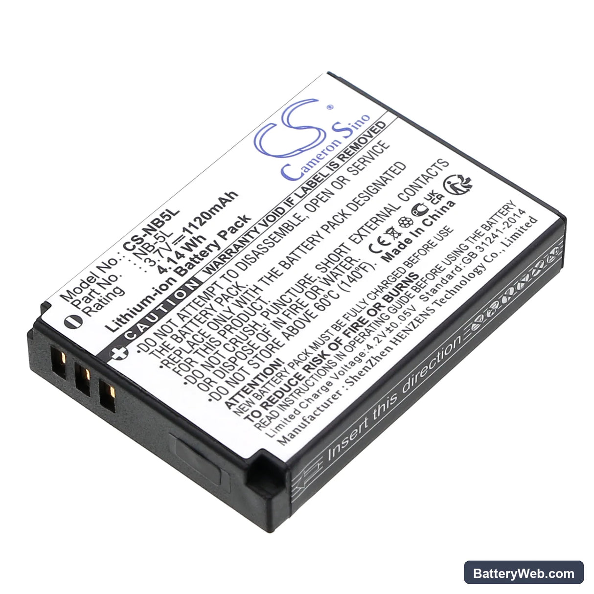 Canon IXY 830 IS Replacement Battery, 3.7V, 1120mAh, Li-ion 1