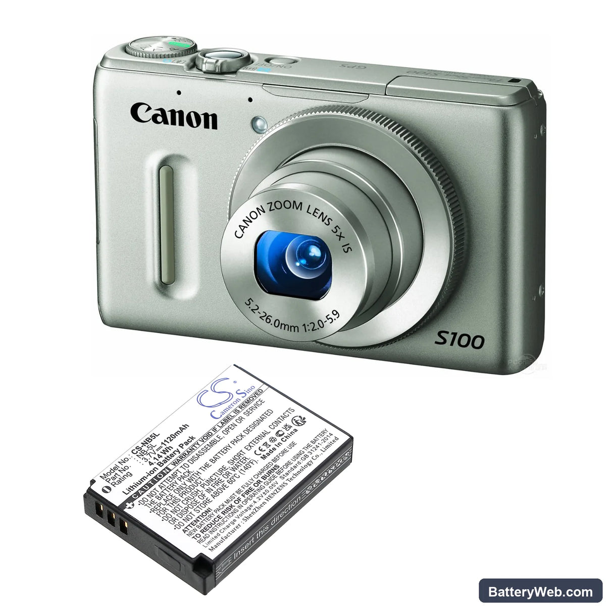 Canon IXY 830 IS Replacement Battery, 3.7V, 1120mAh, Li-ion 4