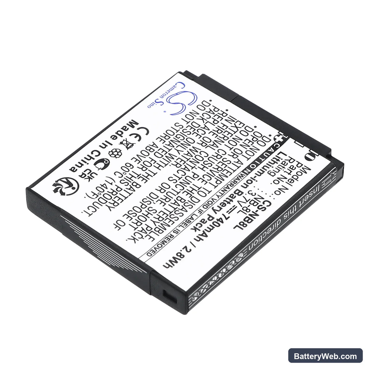 Canon PowerShot A3000 Replacement Battery, 3.7V, 740mAh, Li-ion 2