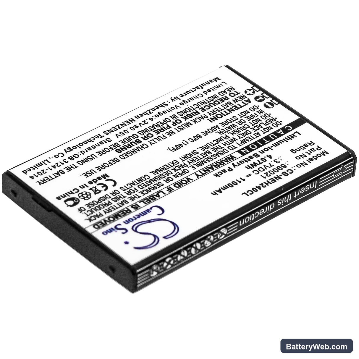 NEC MH240 Replacement Battery, 3.7V, 1100mAh, Li-ion 2