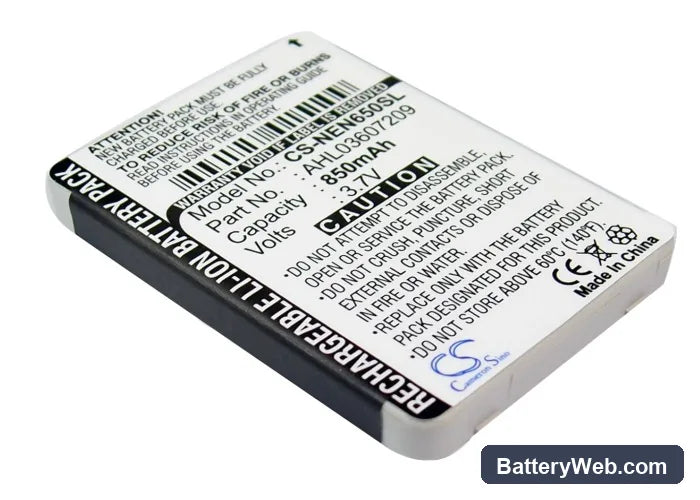 NEC N110 Replacement Battery, 3.7V, 850mAh, Li-ion 4