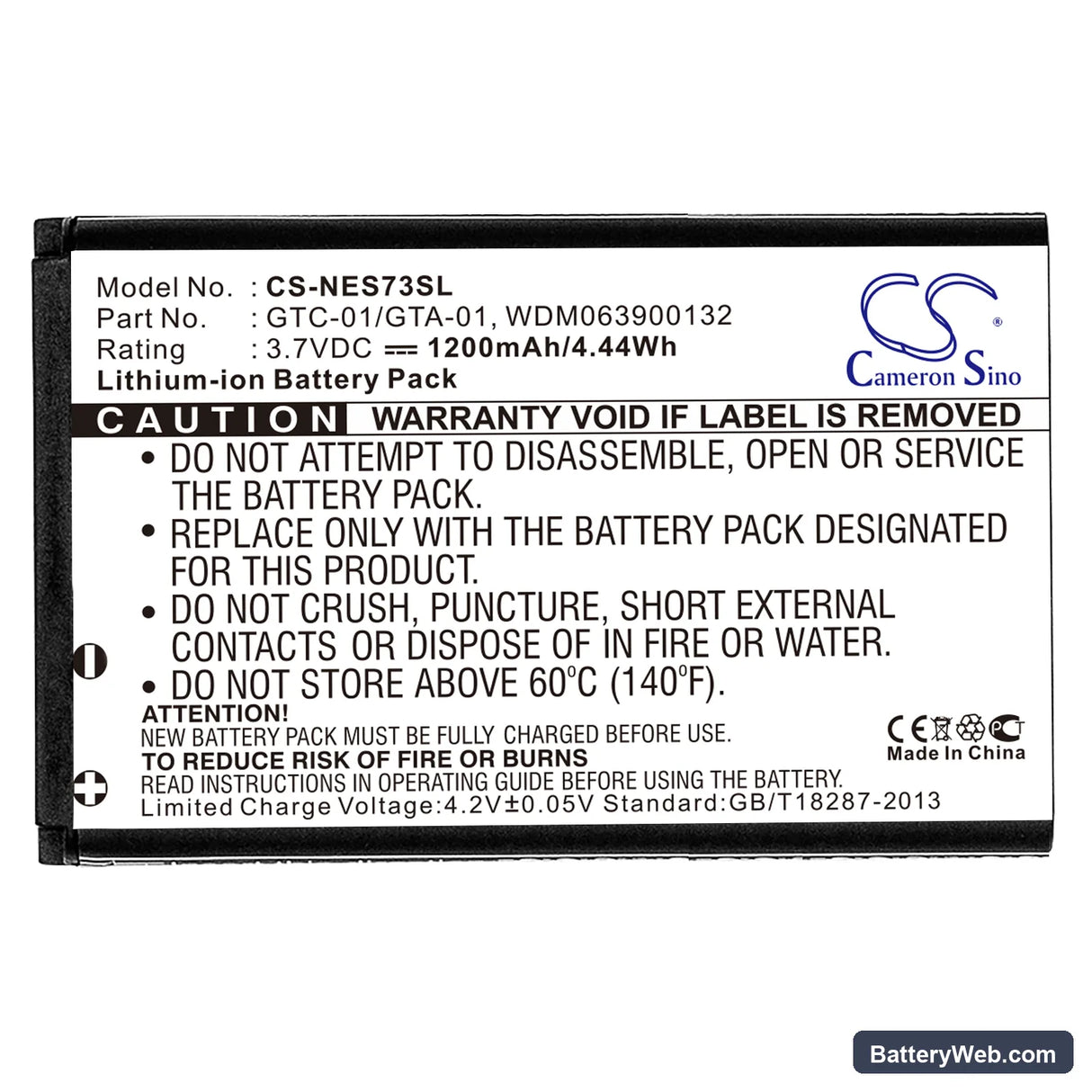 Neo 1973 Replacement Battery, 3.7V, 1200mAh, Li-ion 3