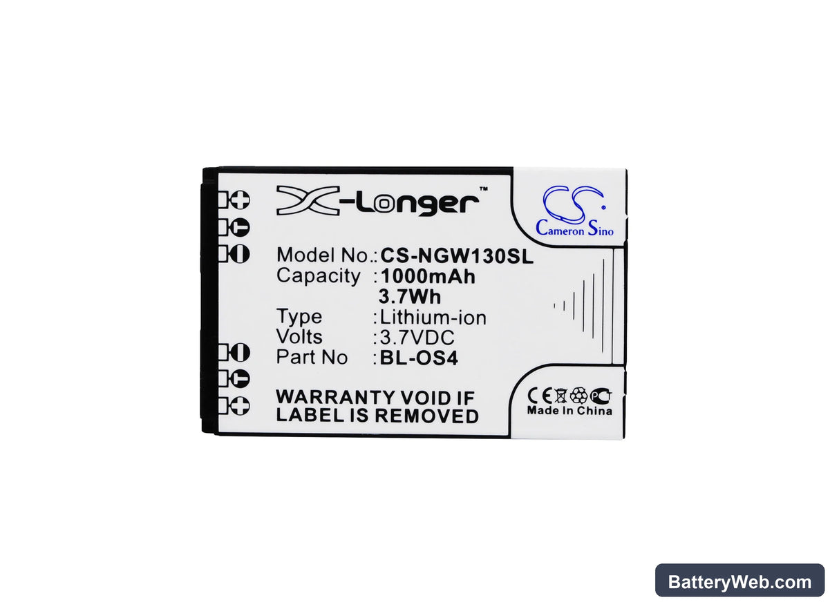 NGM W13-NM8819 Replacement Battery, 3.7V, 1000mAh, Li-ion 5
