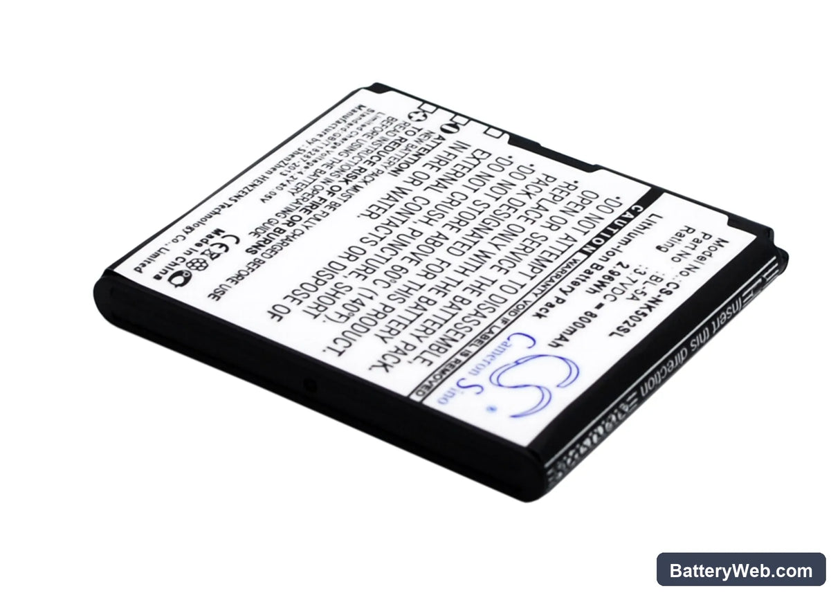 Nokia Asha 502 Replacement Battery, 3.7V, 800mAh, Li-ion 3