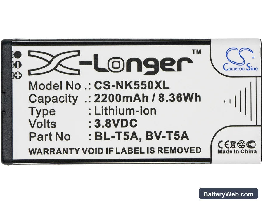 Nokia Lumia 550 Replacement Battery, 3.8V, 2200mAh, Li-ion 5