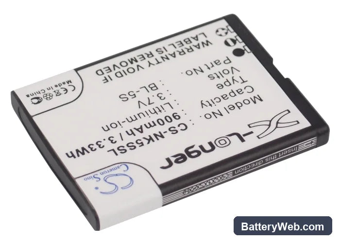 Nokia 2330 Replacement Battery, 3.7V, 900mAh, Li-ion 2