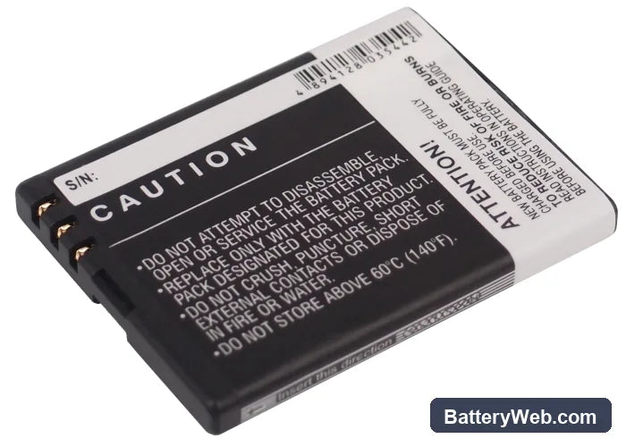 Nokia 2330 Replacement Battery, 3.7V, 900mAh, Li-ion 3