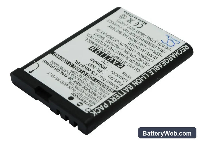 Nokia N75 Replacement Battery, 3.7V, 800mAh, Li-ion 2