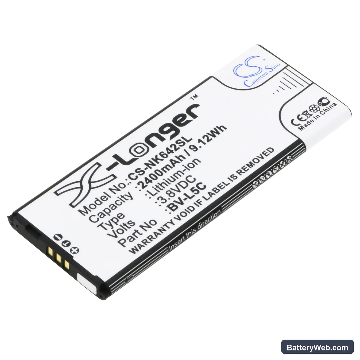 Microsoft Lumia 640 LTE Replacement Battery, 3.8V, 2400mAh, Li-ion 1