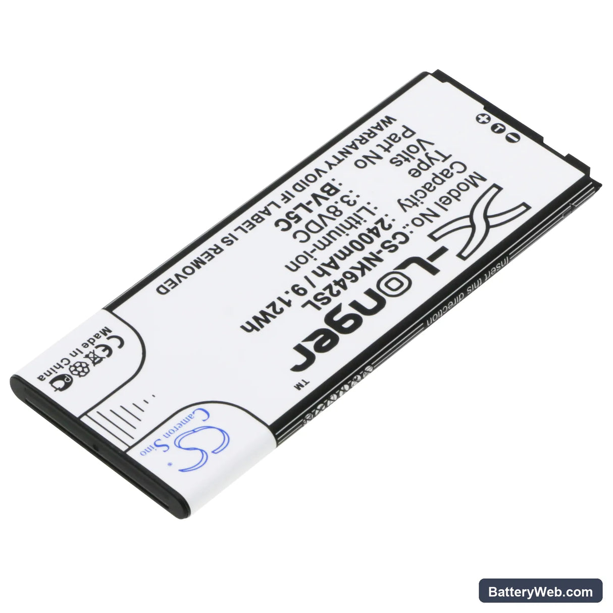 Microsoft Lumia 640 LTE Replacement Battery, 3.8V, 2400mAh, Li-ion 2