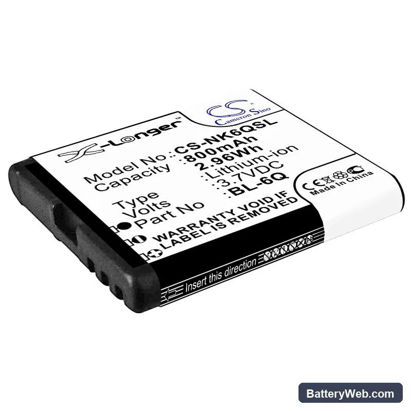 Nokia 6700 Classic Replacement Battery, 3.7V, 800mAh, Li-ion 1