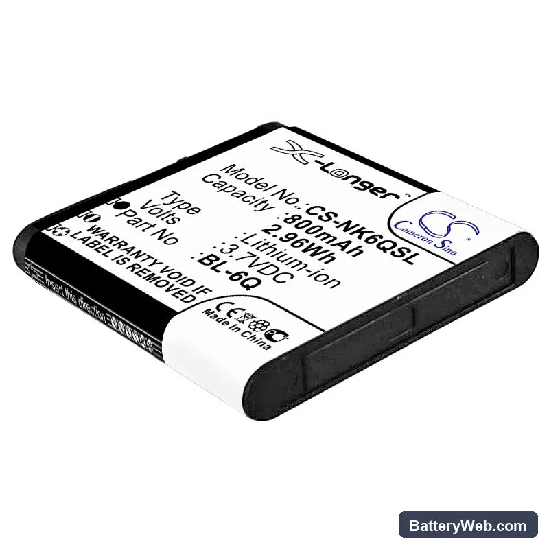 Nokia 6700 Classic Replacement Battery, 3.7V, 800mAh, Li-ion 2