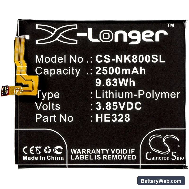 Nokia 8 Replacement Battery, 3.85V, 2500mAh, Li-Polymer 3