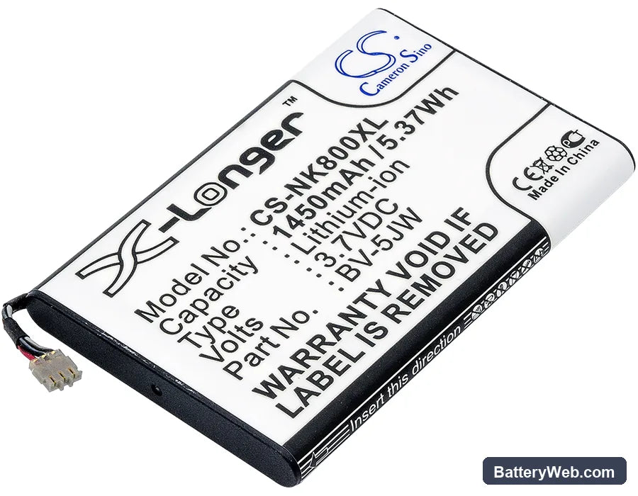 Nokia 800 Replacement Battery, 3.7V, 1450mAh, Li-ion 1