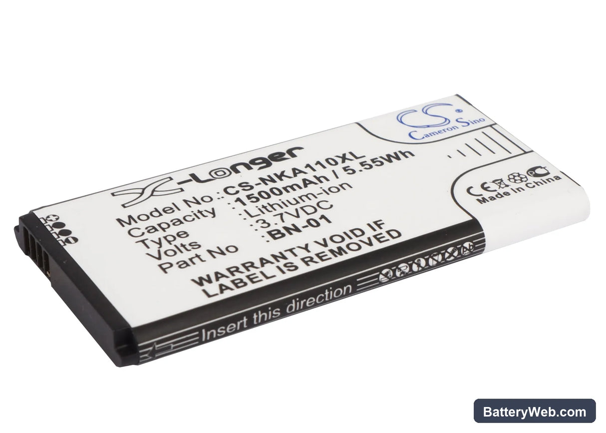 Nokia X Replacement Battery, 3.7V, 1500mAh, Li-ion 1