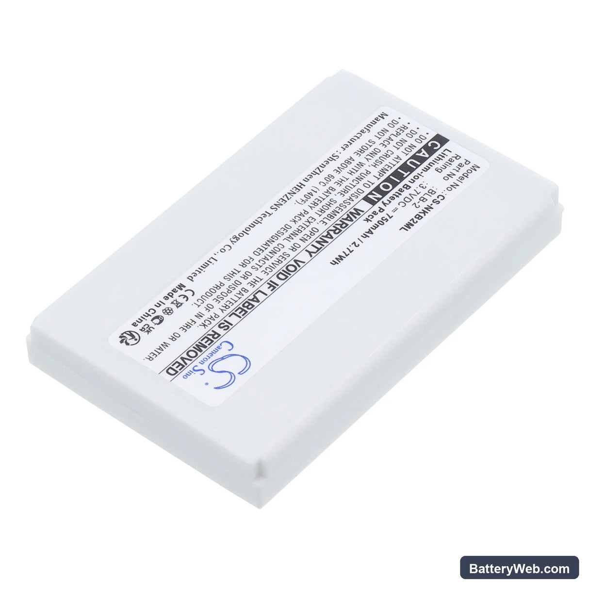 Fortuna Clip-On Bluetooth GPS Replacement Battery, 3.7V, 750mAh, Li-ion 2