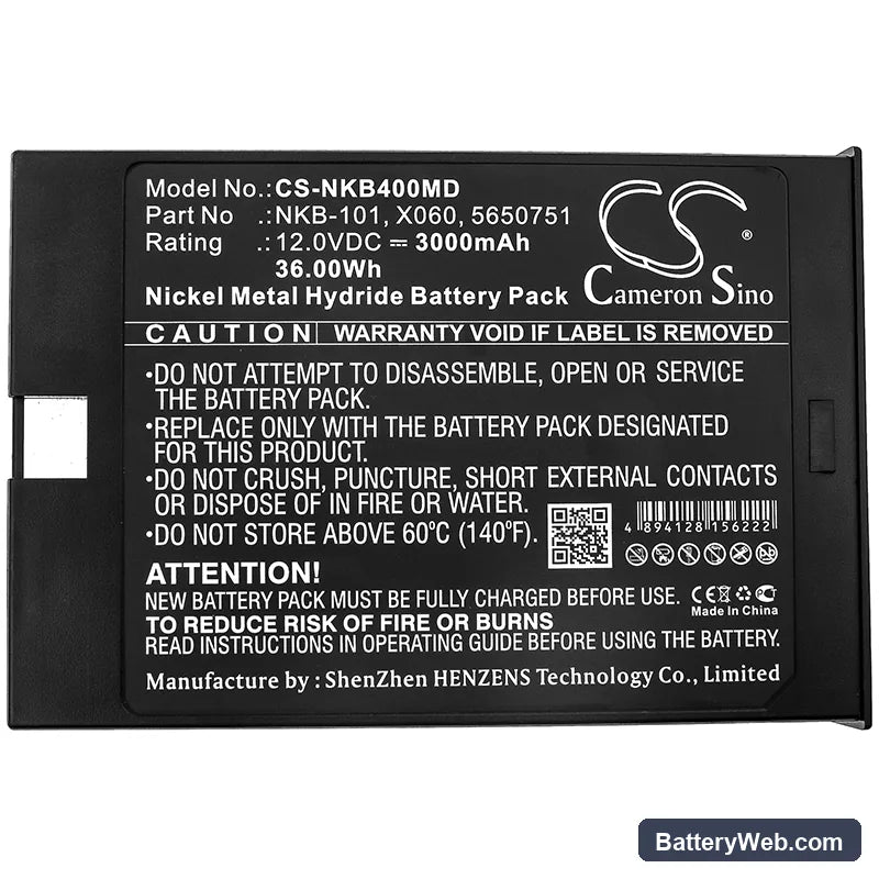 Nihon Kohden BSM-4000 Replacement Battery, 12V, 3000mAh, Ni-MH 3