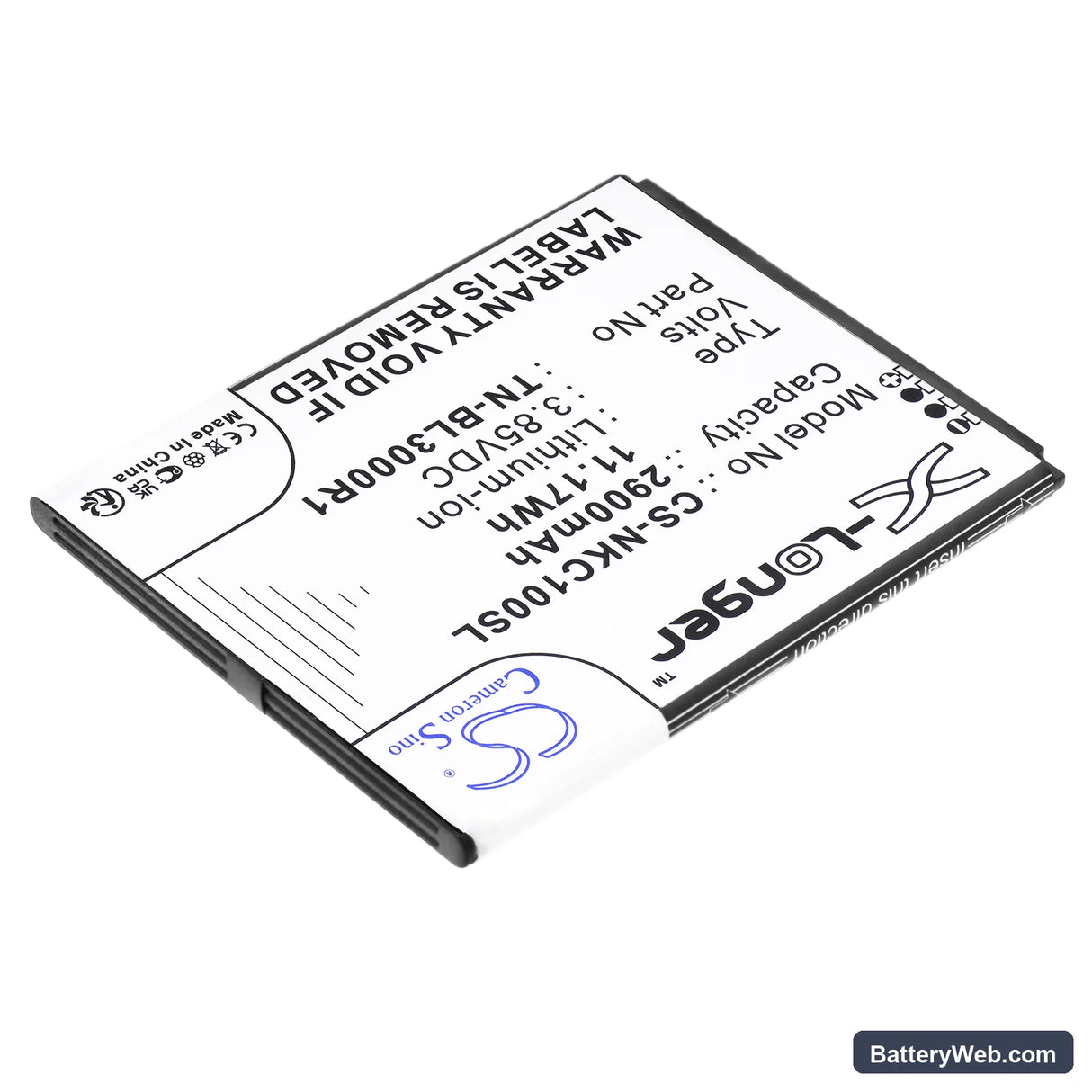 Nokia N152DL Replacement Battery, 3.85V, 2900mAh, Li-ion 2
