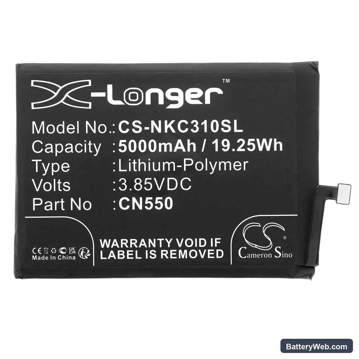 Nokia G22 Replacement Battery, 3.85V, 5000mAh, Li-Polymer 3