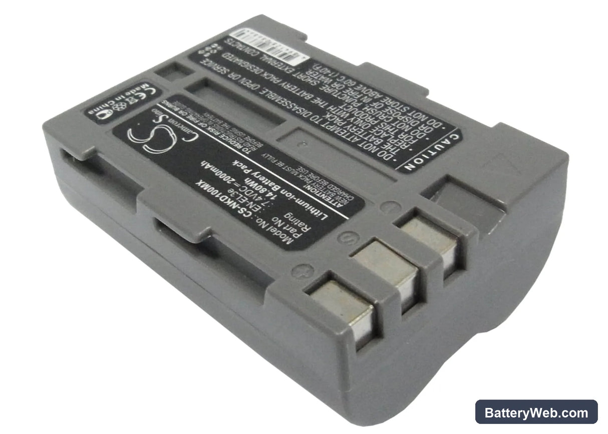 NiKon D100 SLR Replacement Battery, 7.4V, 2000mAh, Li-ion 2