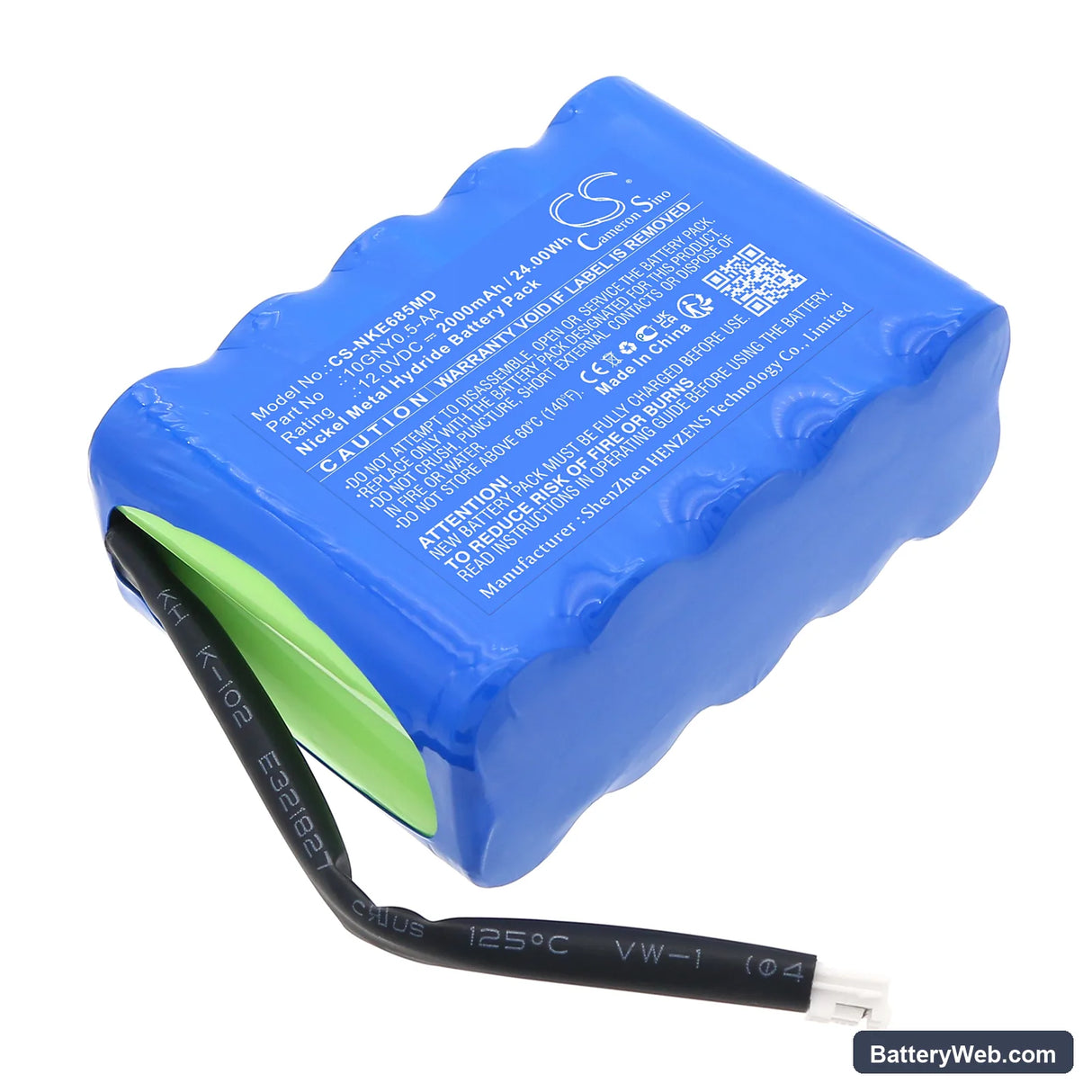 Nihon Kohden 6851 ECG Replacement Battery, 12V, 2000mAh, Ni-MH 1
