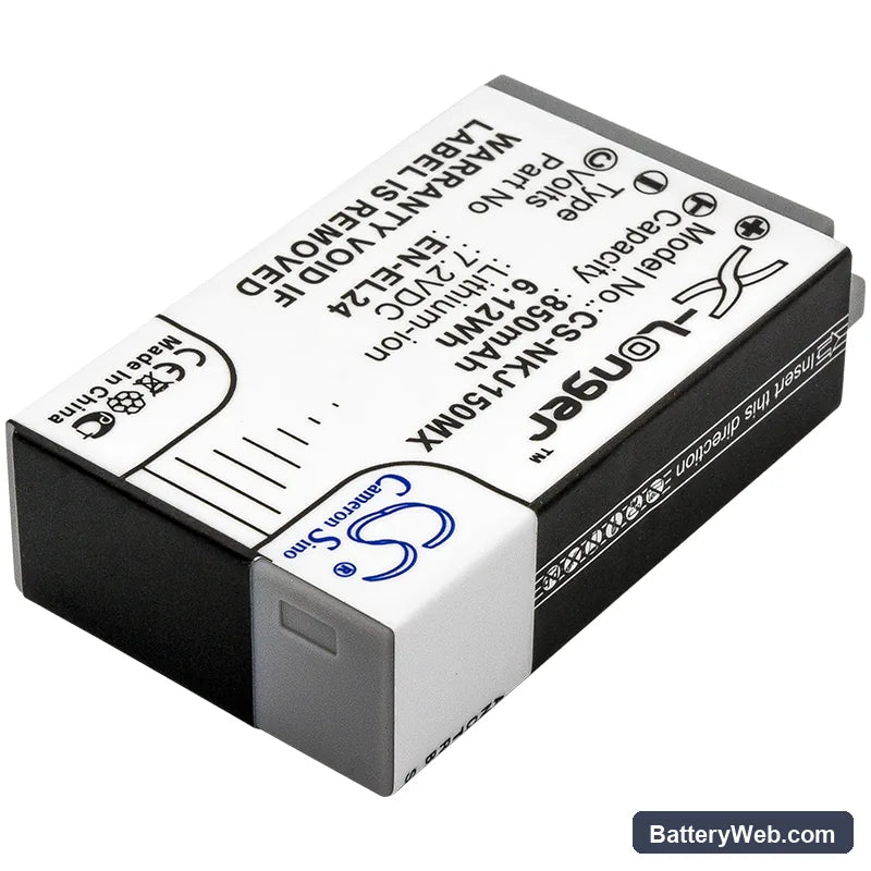 NiKon 1 J5 Replacement Battery, 7.2V, 850mAh, Li-ion 2