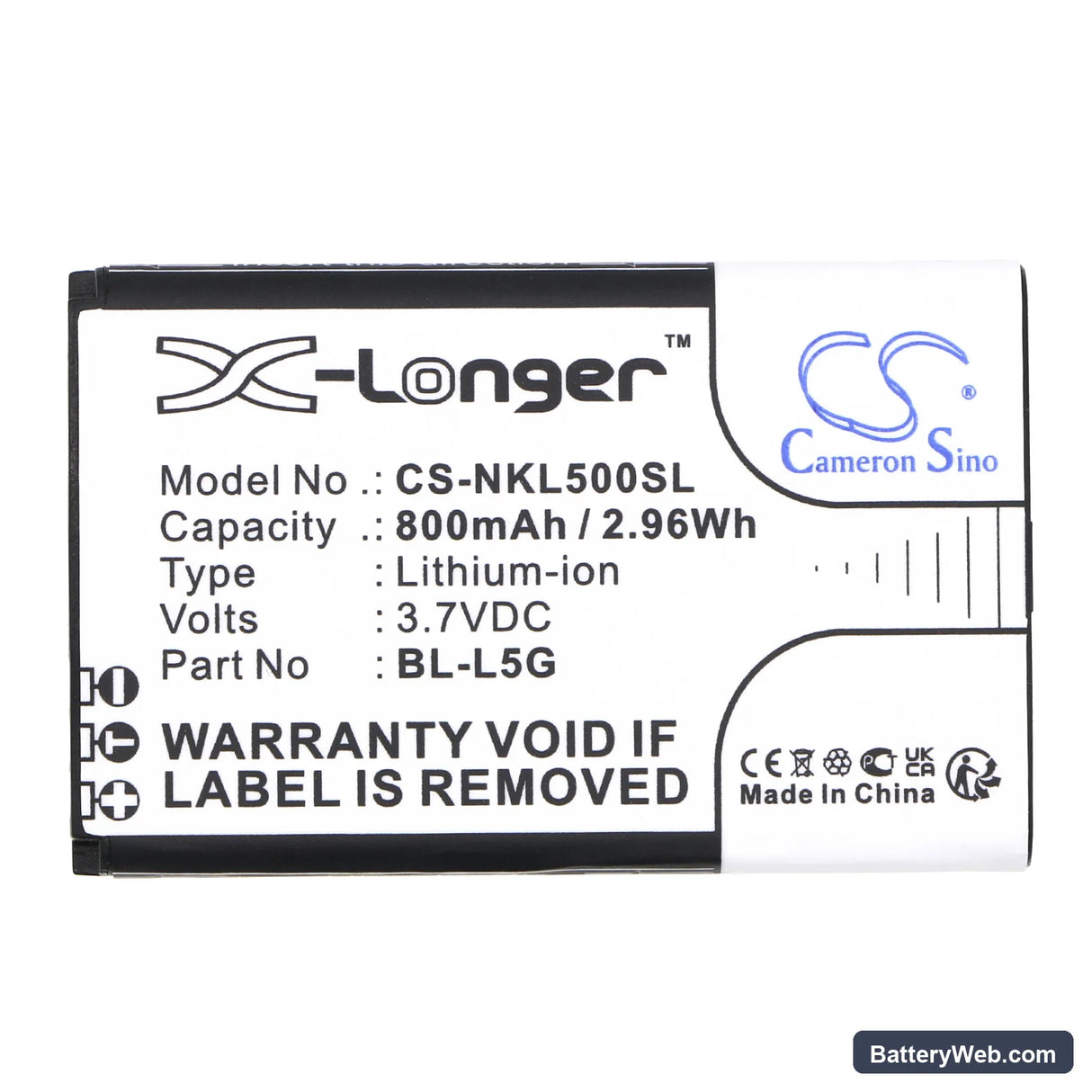 Nokia 105 4G (2021) Replacement Battery, 3.7V, 800mAh, Li-ion 5