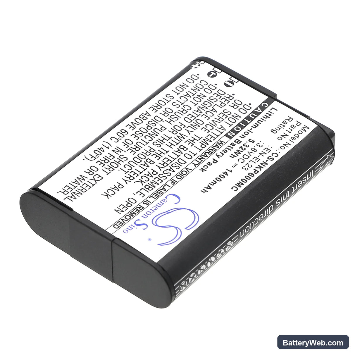 NiKon Coolpix P600 Replacement Battery, 3.8V, 1400mAh, Li-ion 2