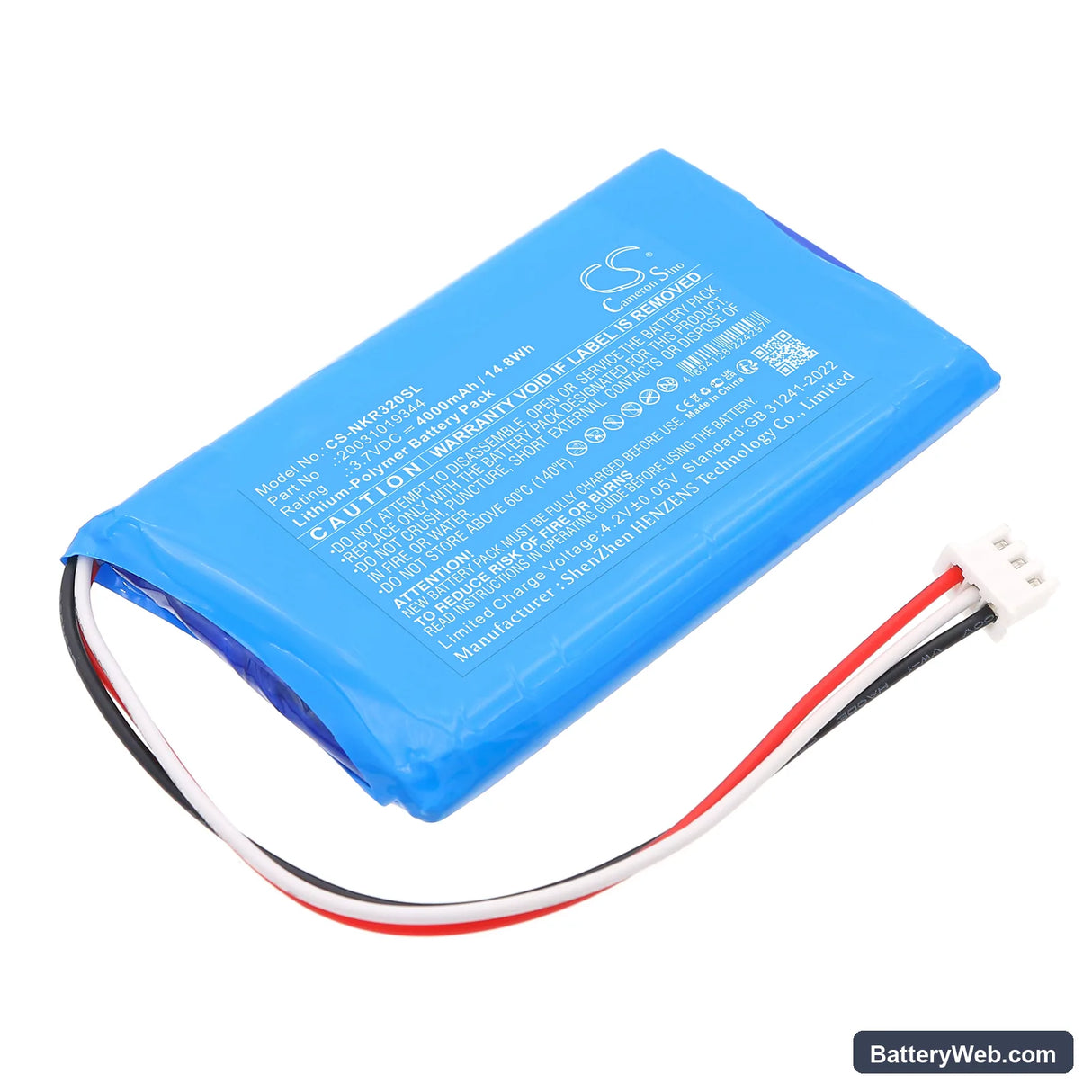 Novker AUA800 Replacement Battery, 3.7V, 4000mAh, Li-Polymer 1
