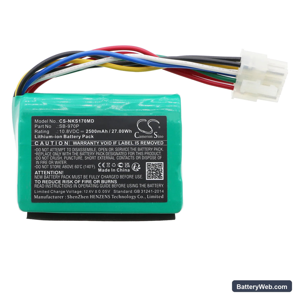 Nihon Kohden CU-172 Replacement Battery, 10.8V, 2500mAh, Li-ion 3