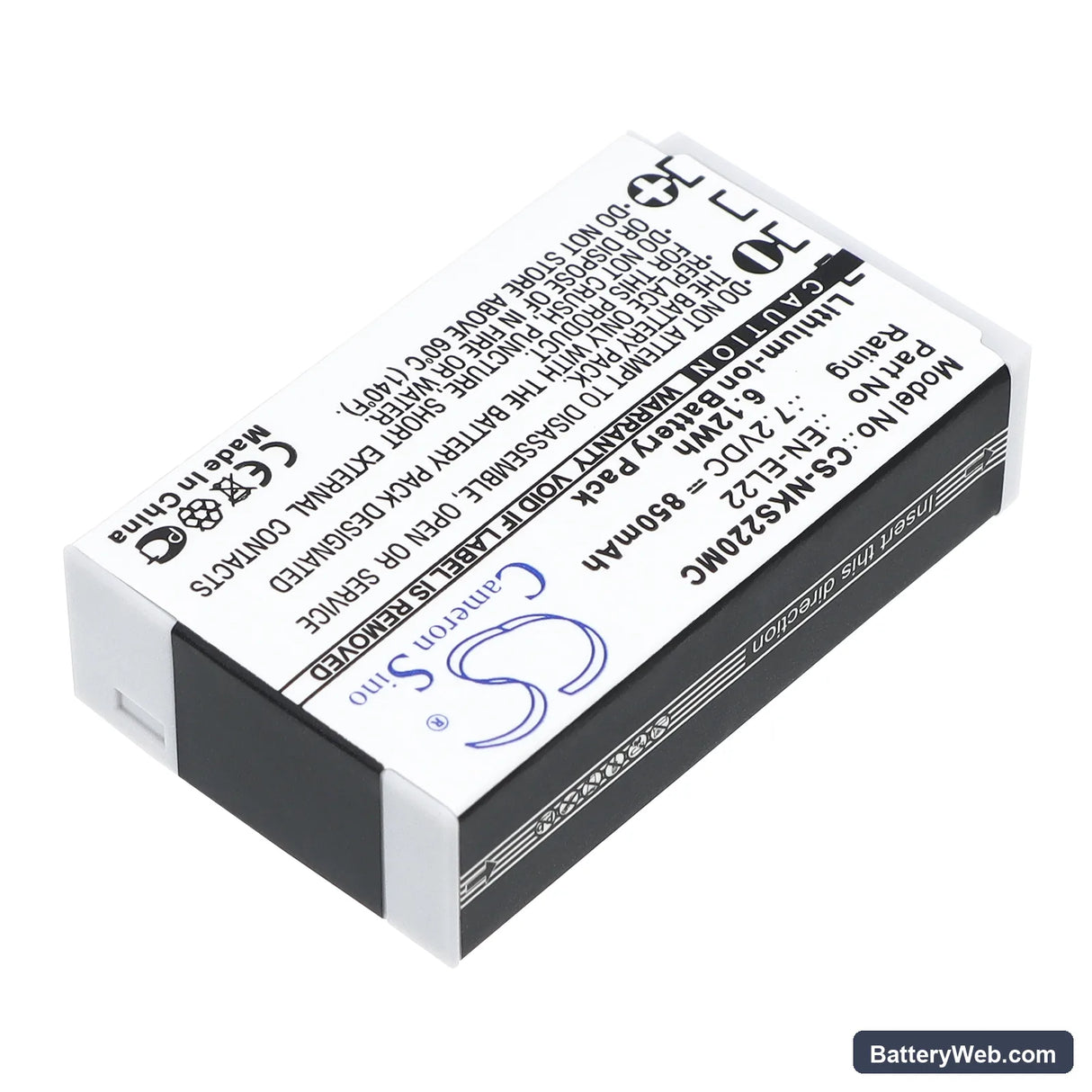 NiKon 1 J4 Replacement Battery, 7.2V, 850mAh, Li-ion 2