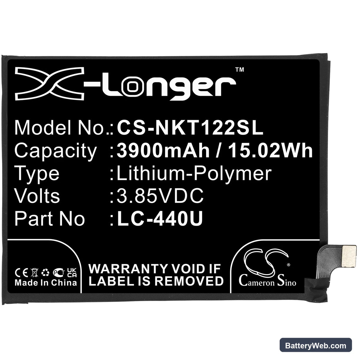 Nokia 5.3 2020 Replacement Battery, 3.85V, 3900mAh, Li-Polymer 3