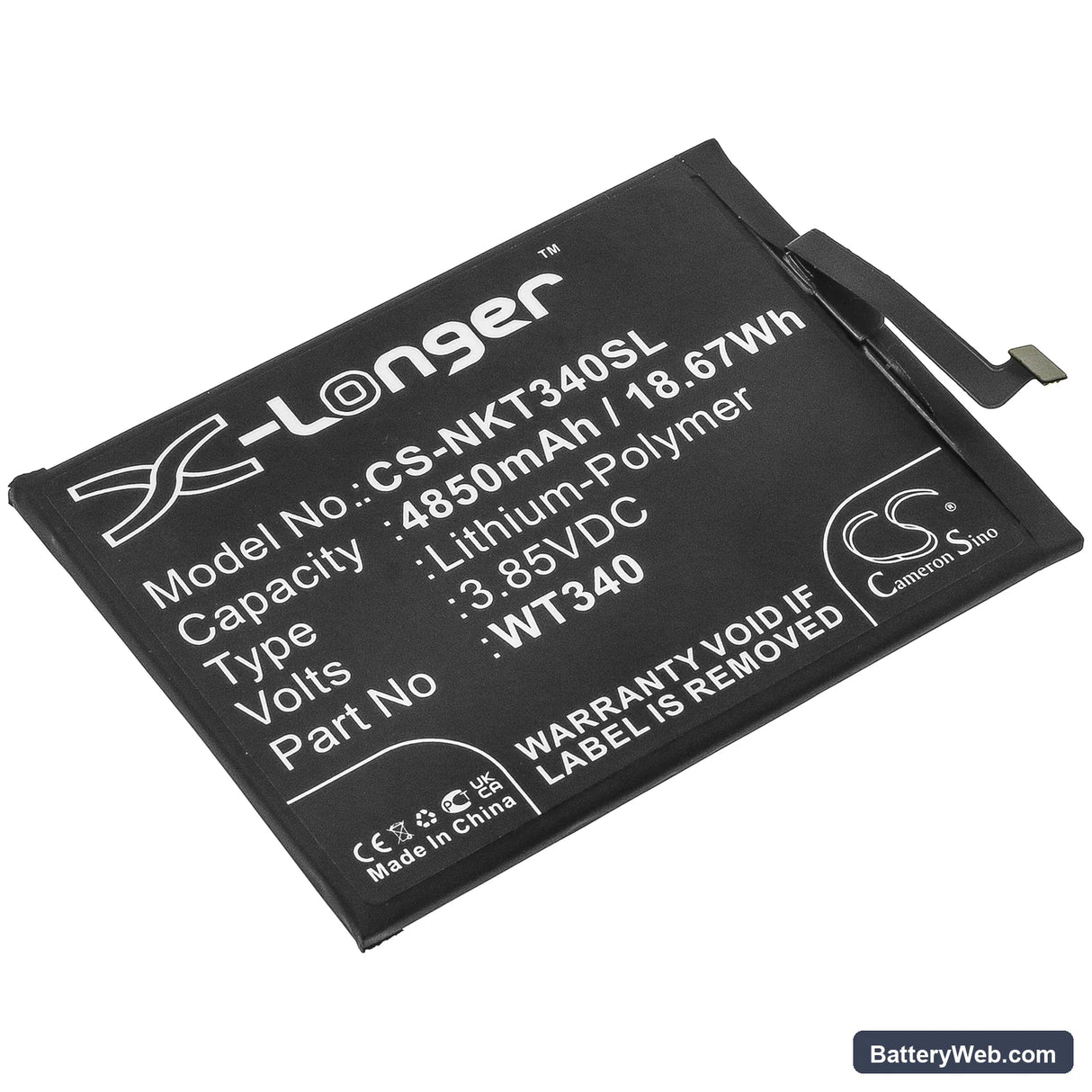 Nokia G10 Replacement Battery, 3.85V, 4850mAh, Li-Polymer 1