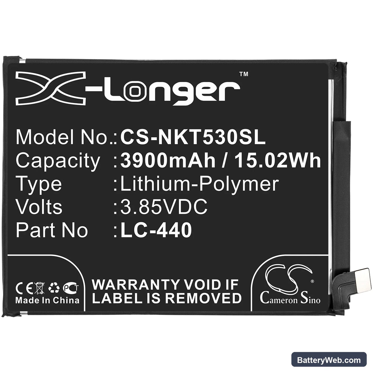 Nokia Nokia 5.3 Replacement Battery, 3.85V, 3900mAh, Li-Polymer 3