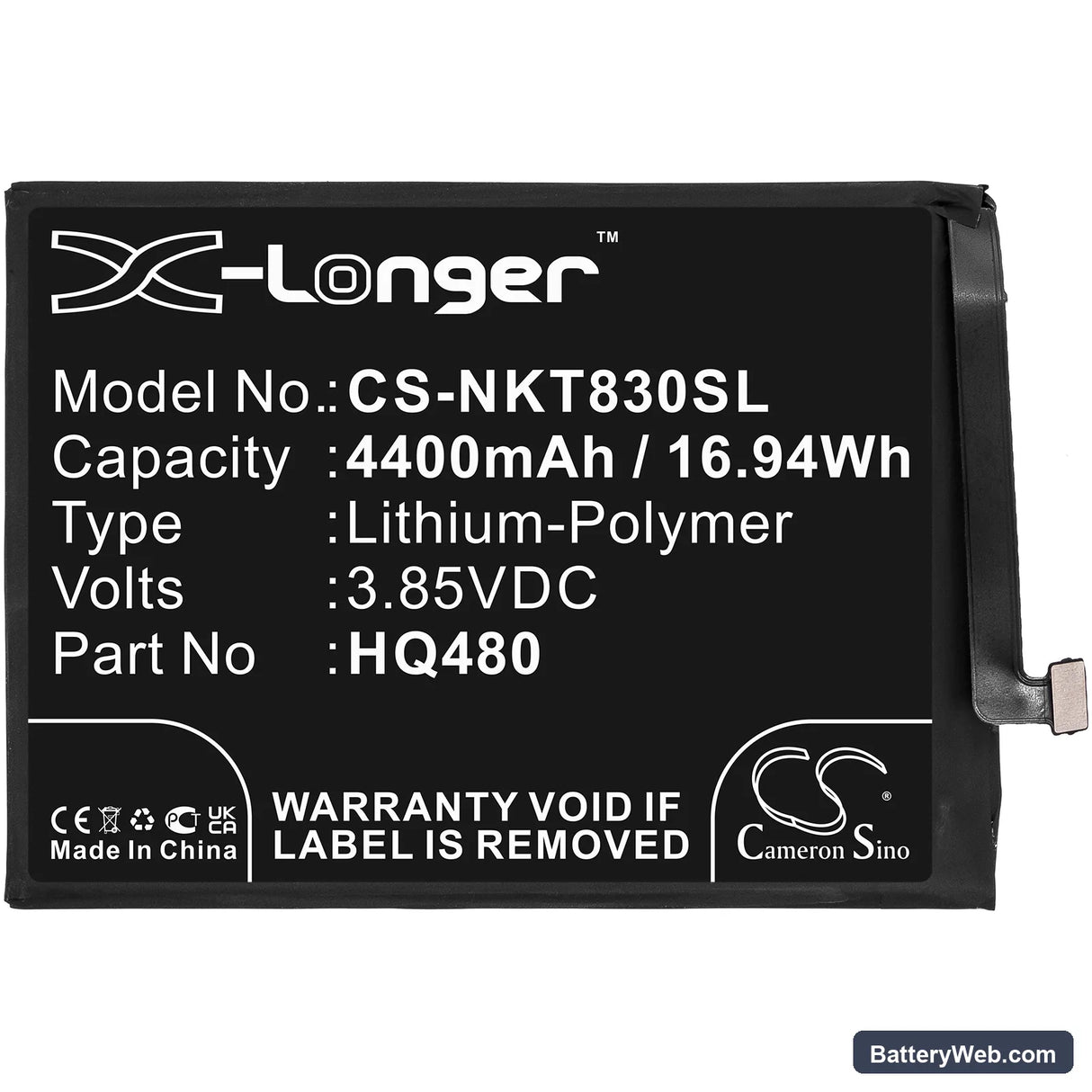 Nokia 8.3 2020 5G Replacement Battery, 3.85V, 4400mAh, Li-Polymer 3