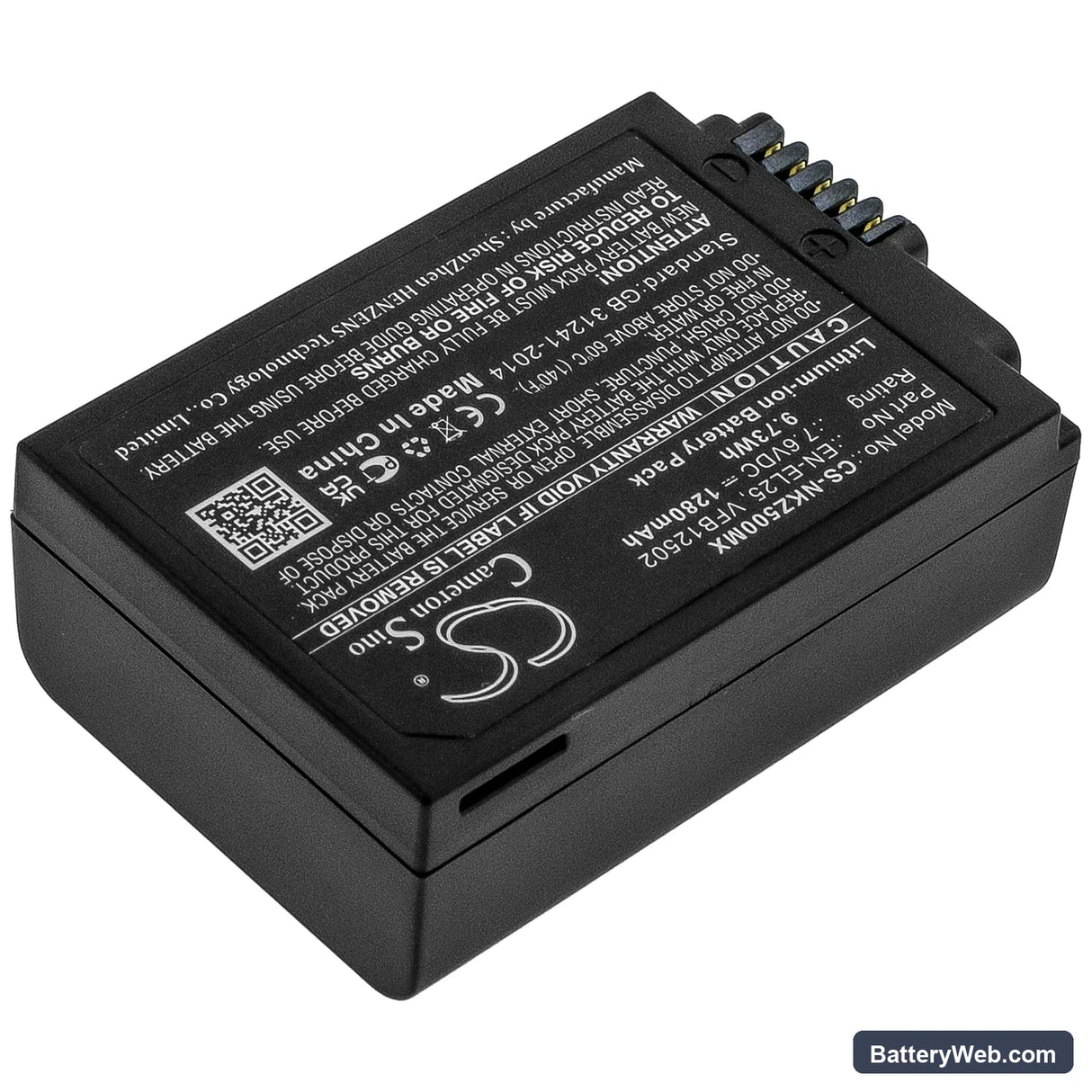NiKon Z50 Replacement Battery, 7.6V, 1280mAh, Li-ion 2