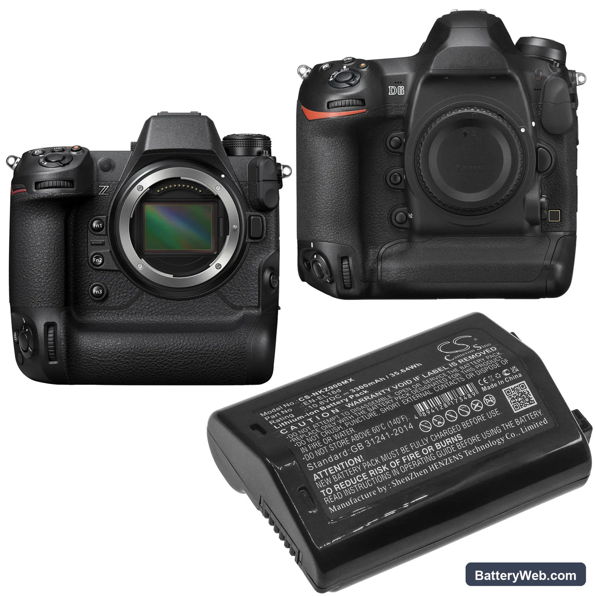 NiKon D6 Replacement Battery, 10.8V, 3300mAh, Li-ion 6