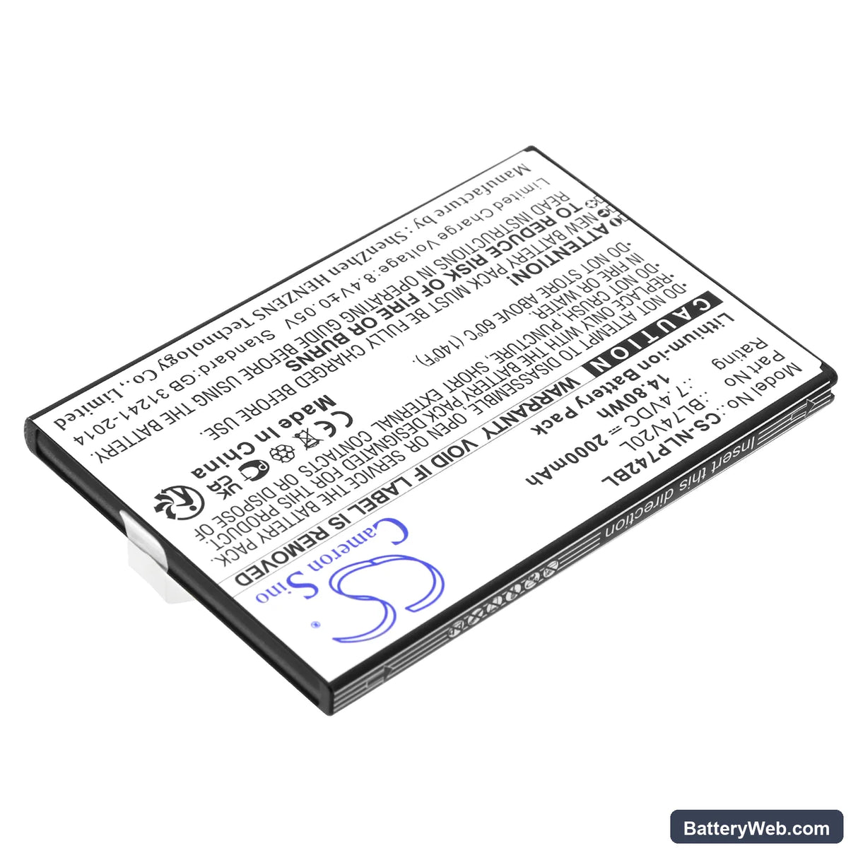 Newland N900 Replacement Battery, 7.4V, 2000mAh, Li-ion 2