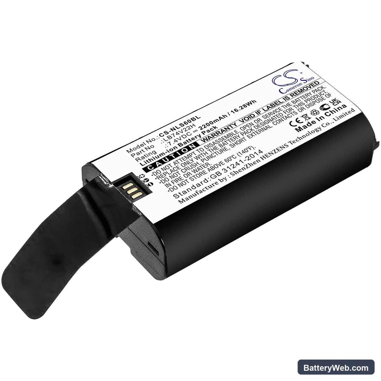 Newland SP60 Replacement Battery, 7.4V, 2200mAh, Li-ion 1