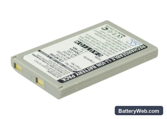 Minolta DiMAGE X Replacement Battery, 3.7V, 750mAh, Li-ion 2