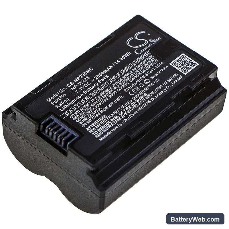 Fujifilm X-T4 Replacement Battery, 7.4V, 2000mAh, Li-ion 1