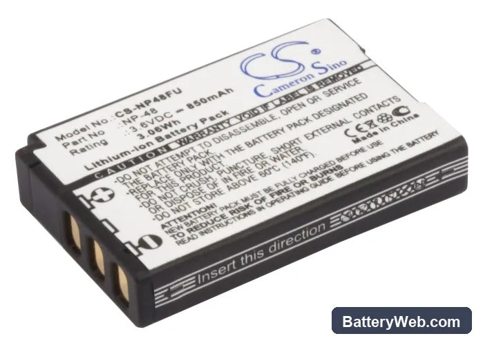 Fujifilm XQ1 Replacement Battery, 3.6V, 850mAh, Li-ion 1