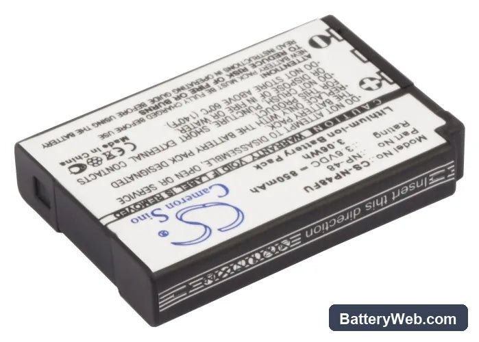 Fujifilm XQ1 Replacement Battery, 3.6V, 850mAh, Li-ion 2